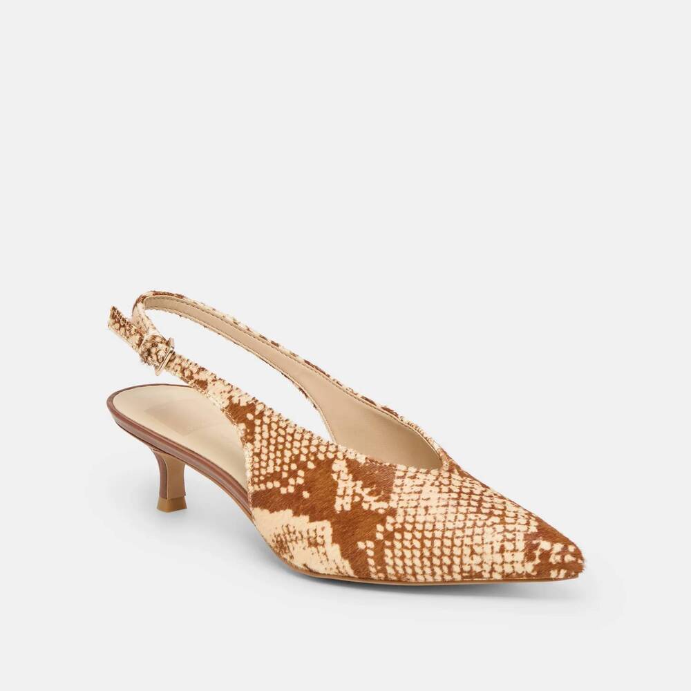 NEW DOLCE VITA women's alenna sling-back heels in brown snake
